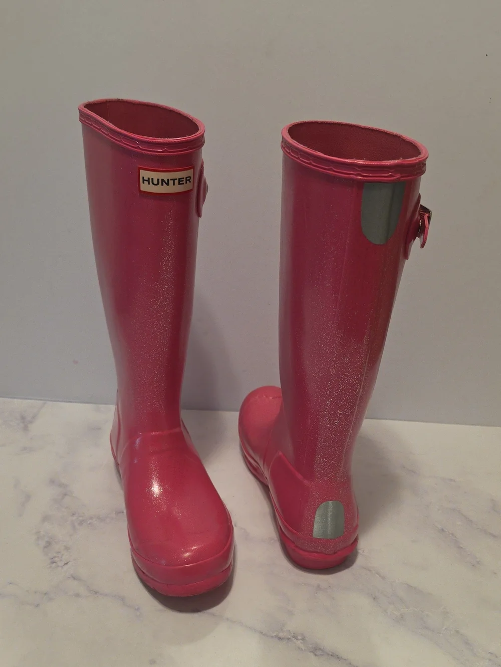 Hunter Tall Pink Glitter Rain Boots